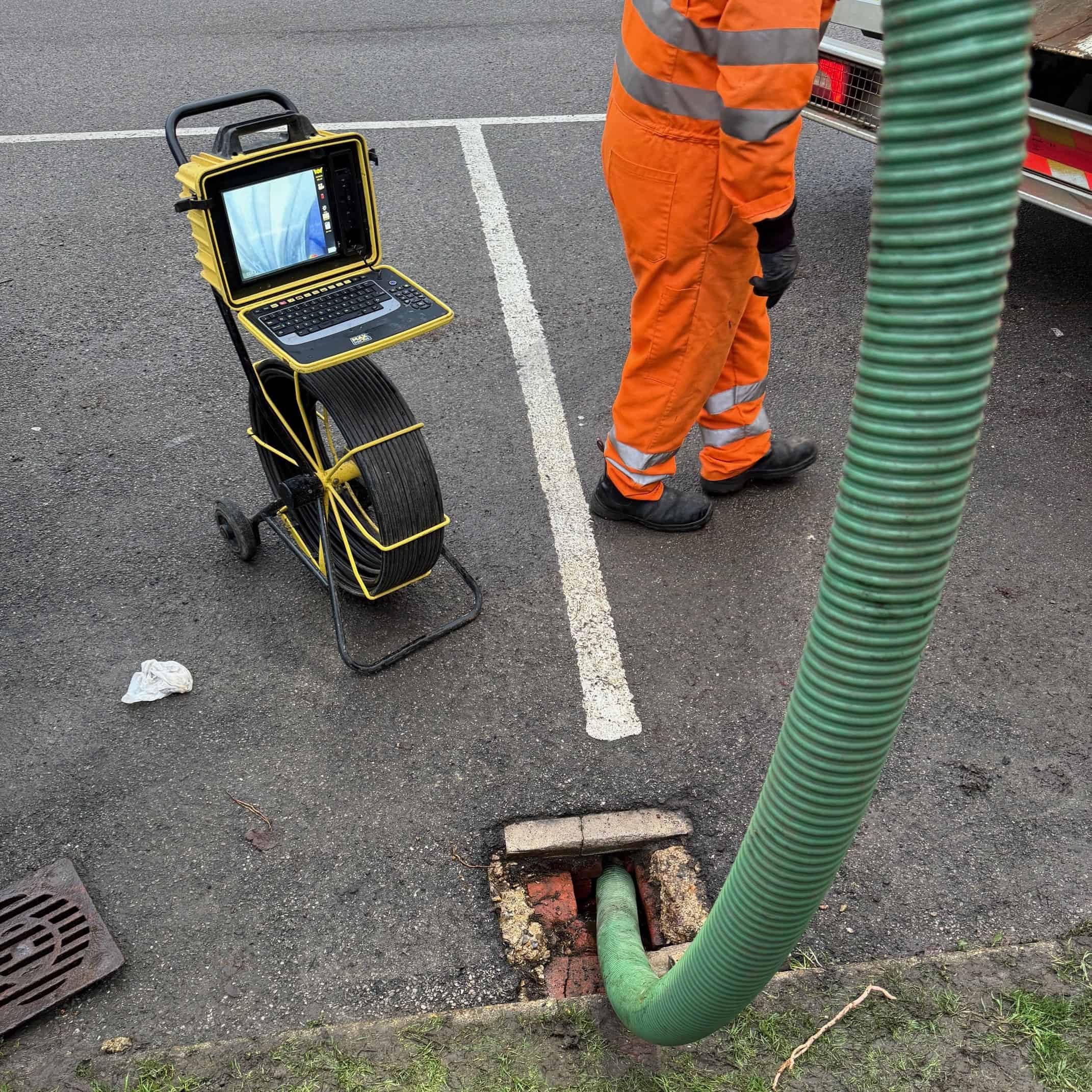Professional drain inspection camera used for sewer line diagnostics and maintenance.